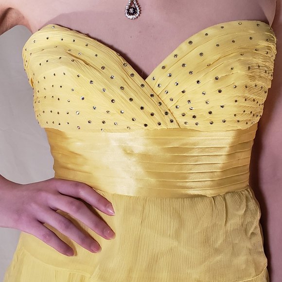 BCBGMAXAZRIA Floor-length Soft Yellow Gown - Picture 3 of 3